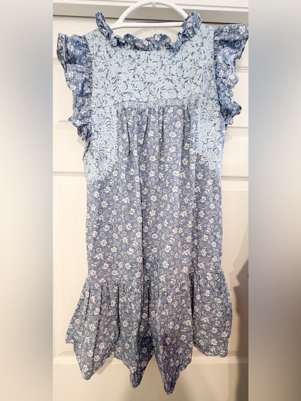 Floral Ruffled Sundress in Light Blue